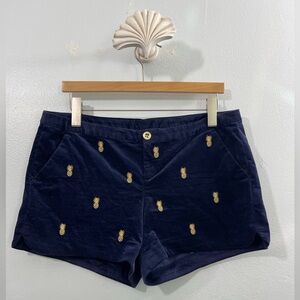 Lilly Pulitzer Navy Shorts with Gold Pineapple Accents